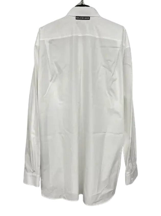 Luxury Balenciaga Logo Oversized Long Sleeve Shirt White