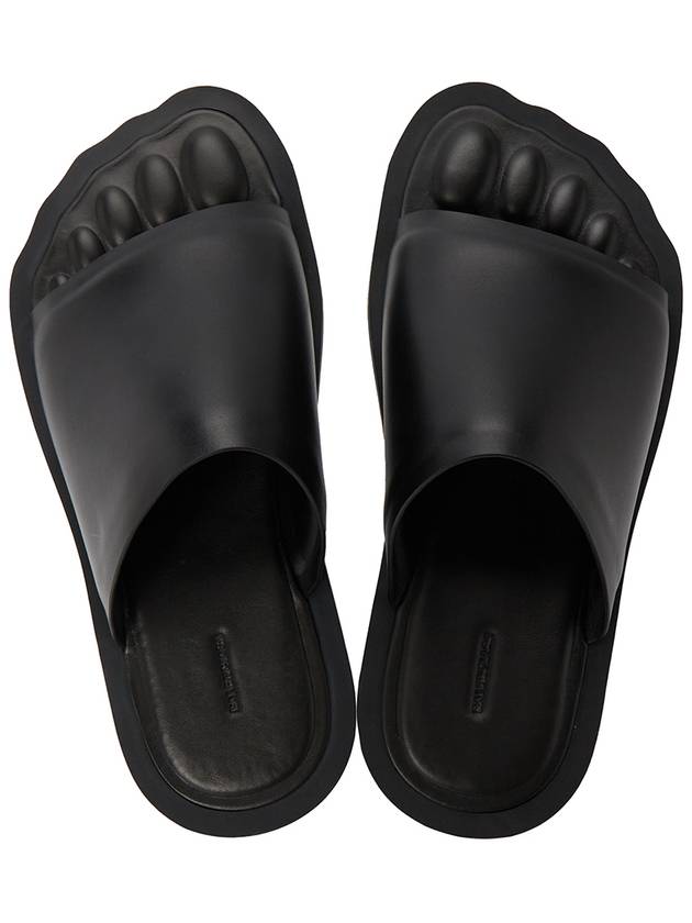 Luxury Balenciaga Leather Slippers Black