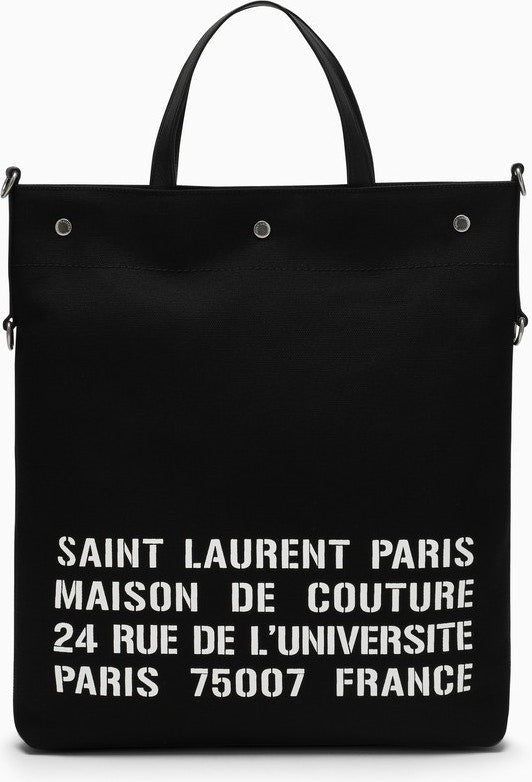 Luxury Saint Laurent Men's North/south Tote Bag In Canvas in Black | 710264FAA5E
