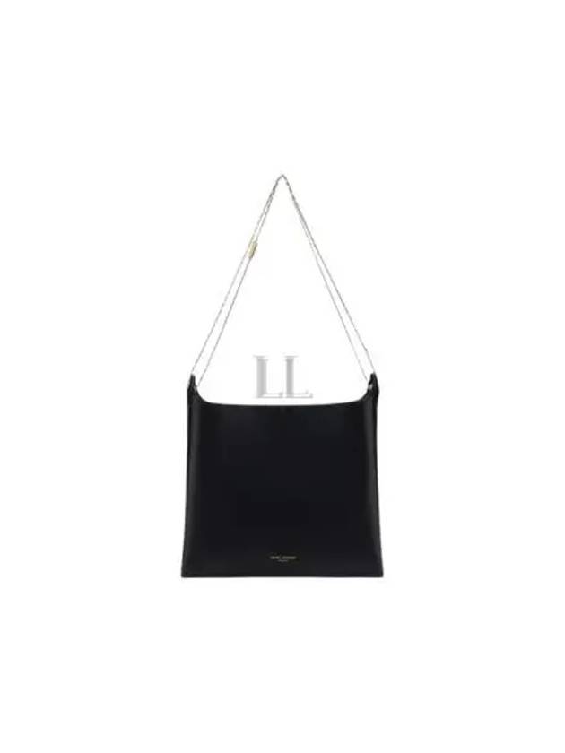 Luxury Saint Laurent Logo Print Shoulder Bag Black