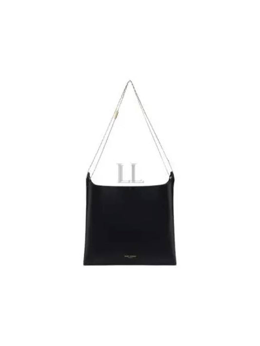 Luxury Saint Laurent Logo Print Shoulder Bag Black