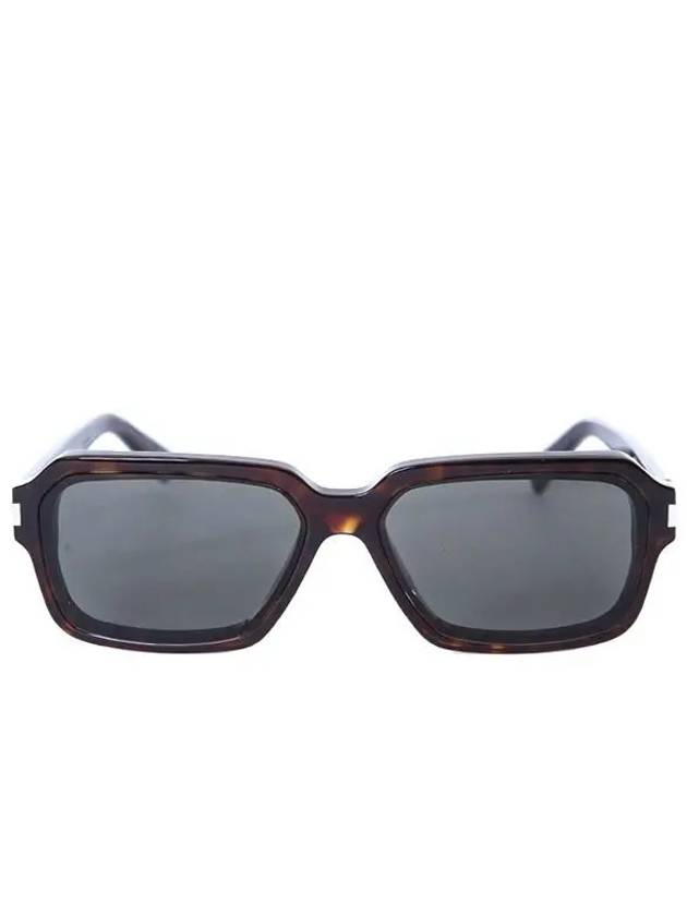 Luxury Saint Laurent Engraved Logo Square Frame Sunglasses Brown