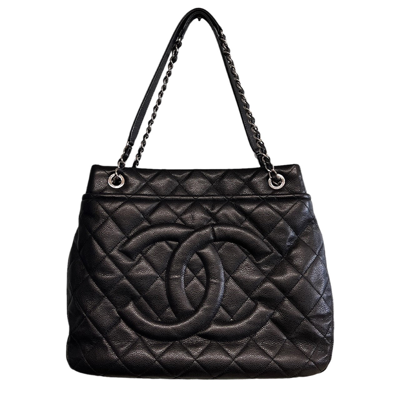Luxury Chanel Black Quilted Caviar Timeless Soft Shopper Tote