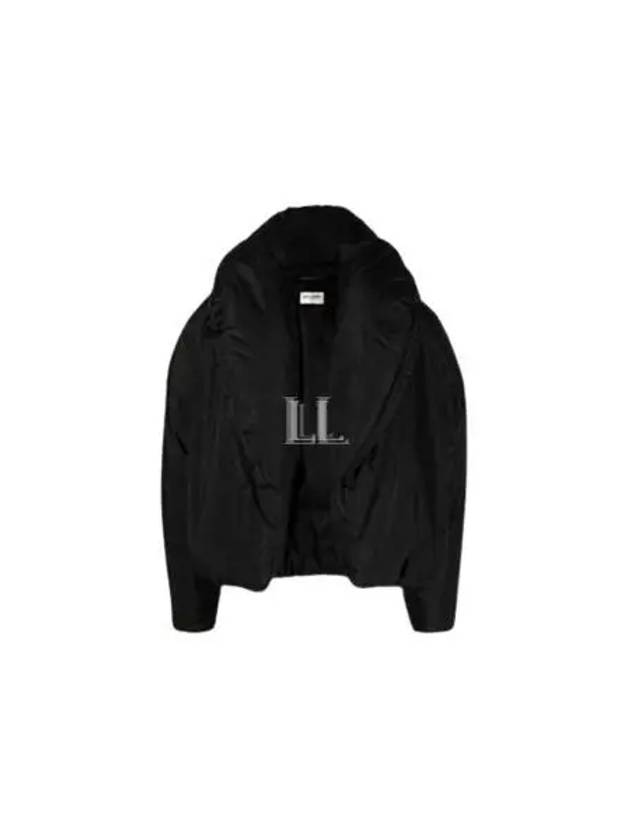 Luxury Saint Laurent Cropped Puffer Silk Taffeta Jacket Black