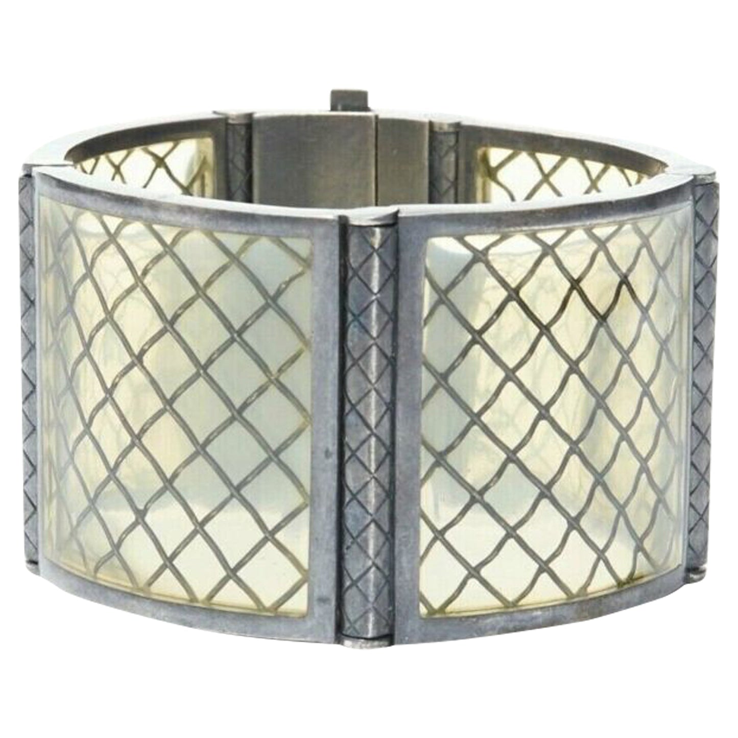Luxury Bottega Veneta silver pale plexi cuff bracelet