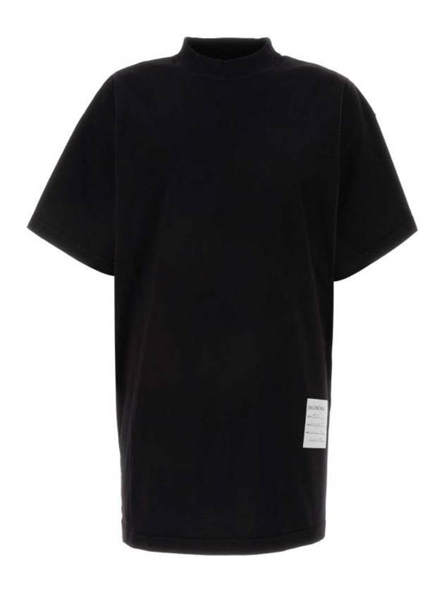 Luxury Balenciaga Sample Sticker Oversized Short Sleeve T-Shirt Black