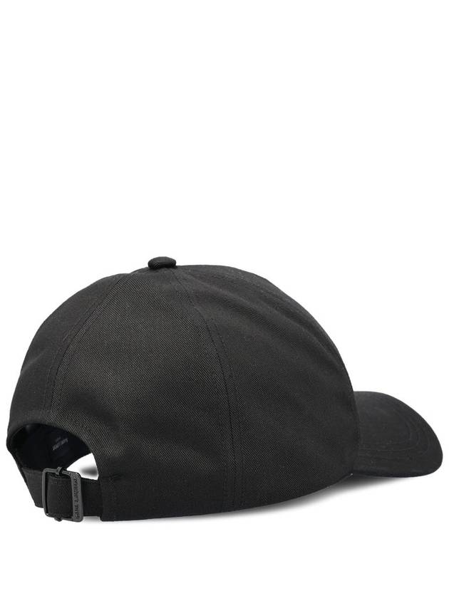 Luxury Saint Laurent Embroidered Logo Gabardine Weave Cotton Ball Cap Black