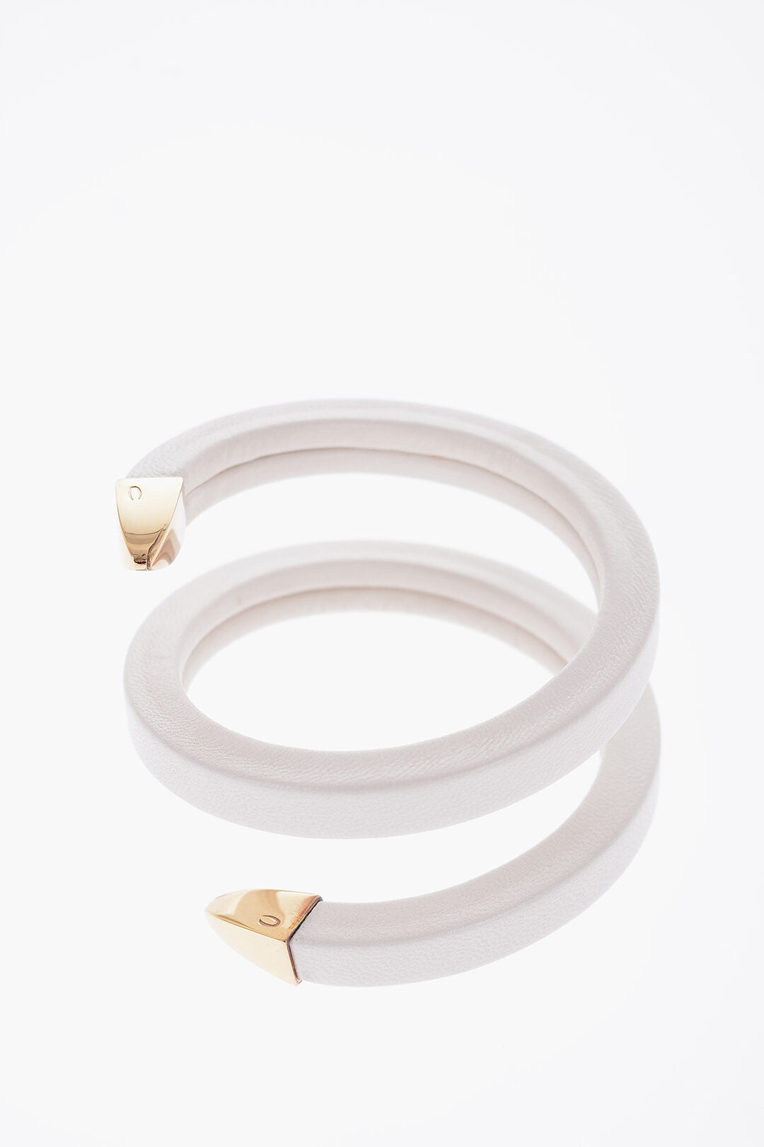 Luxury Bottega Veneta Soft Leather Spiral Bracelet with Golden Details