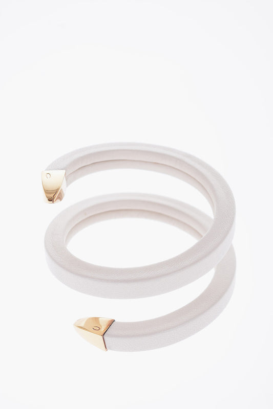 Luxury Bottega Veneta Soft Leather Spiral Bracelet with Golden Details