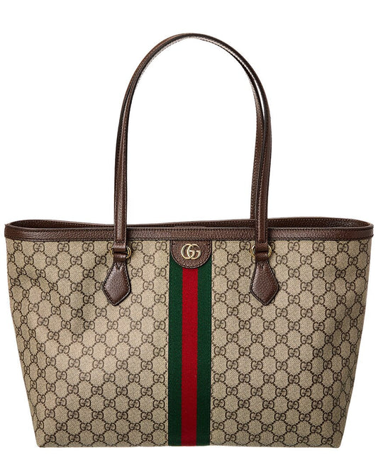 Luxury Gucci Trending 2025 Ophidia Medium GG Supreme Canvas & Leather Tote