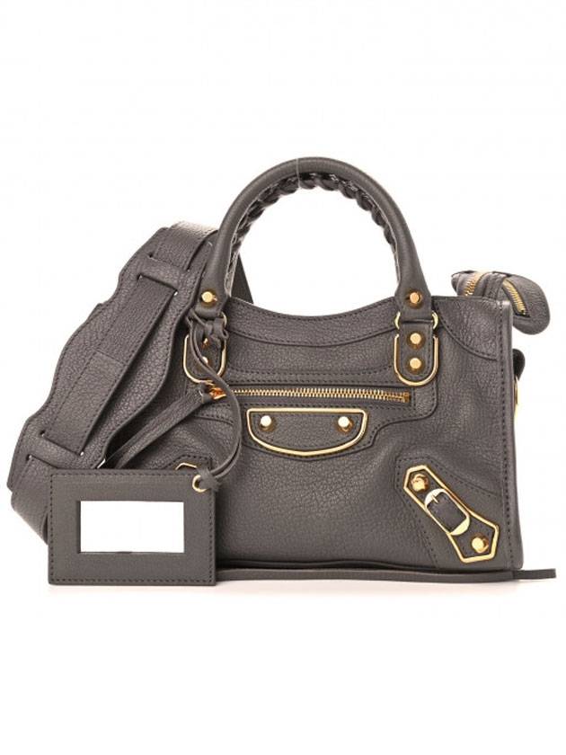 Luxury Balenciaga Metallic Edge Mini City Tote Bag Grey