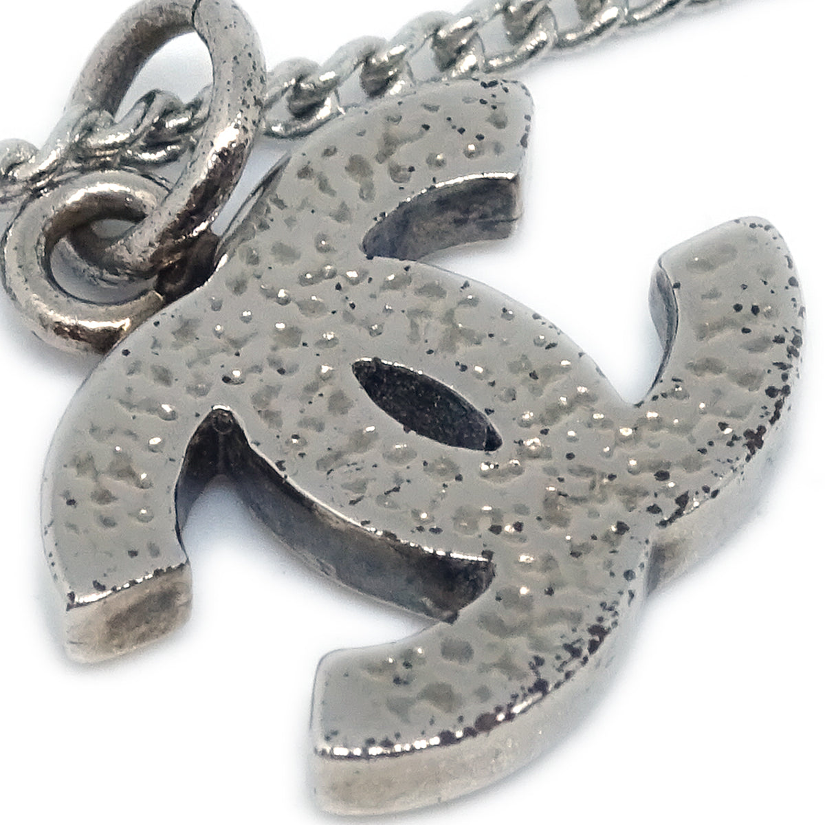 Chanel Silver Necklace Pendant Rhinestone 07V