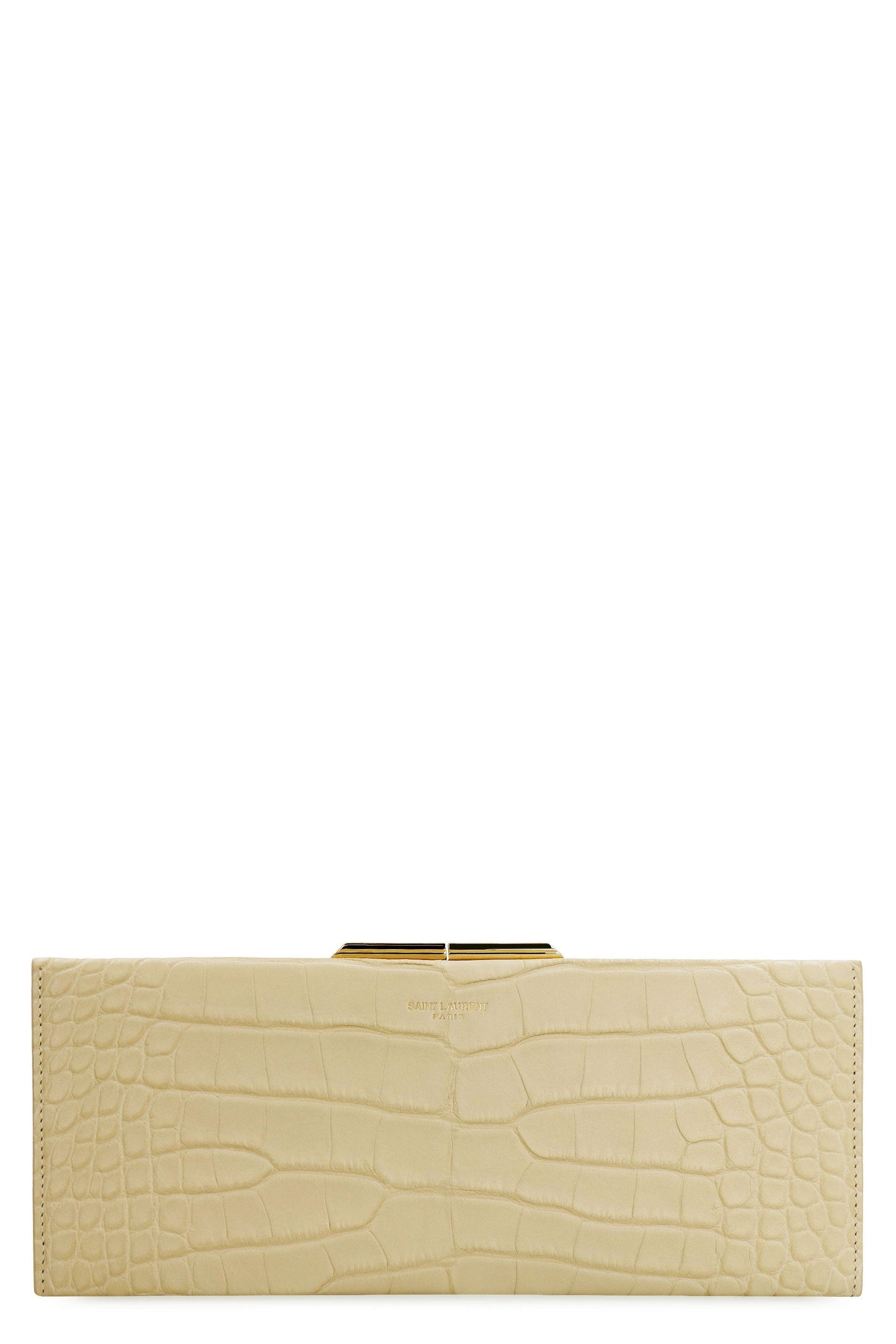 Luxury Saint Laurent Women's Midnight Leather Clutch in Ivory | 697655L1Q0K Color 9733
