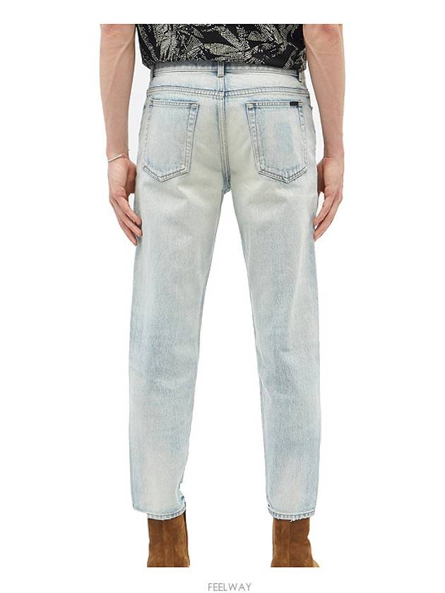 Luxury Saint Laurent Men's Carrot Fit Denim Jeans Light Blue
