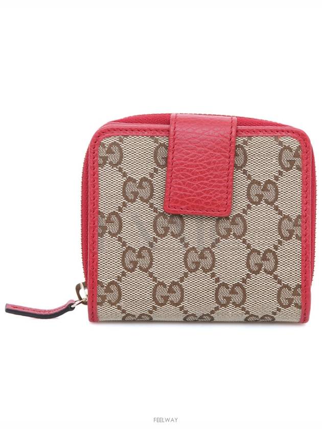 Luxury Gucci Trending 2025 Supreme Red Zipper GG Canvas Half Wallet 346056