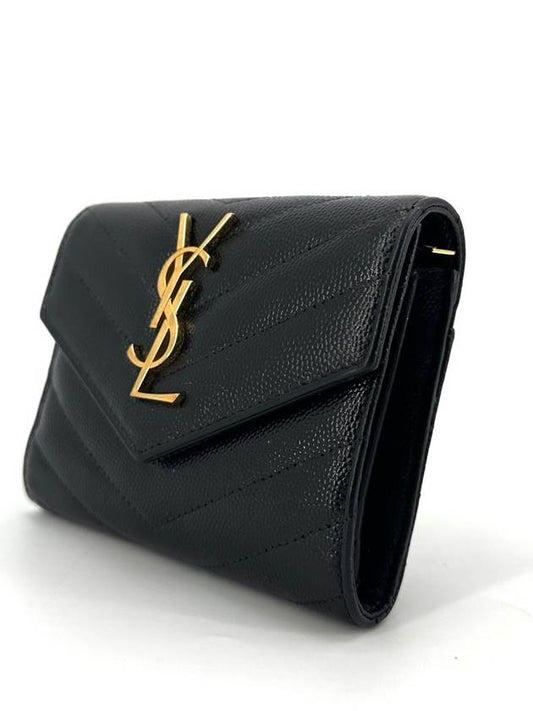 Luxury Saint Laurent Monogram Envelope Gold Ring Wallet 403943