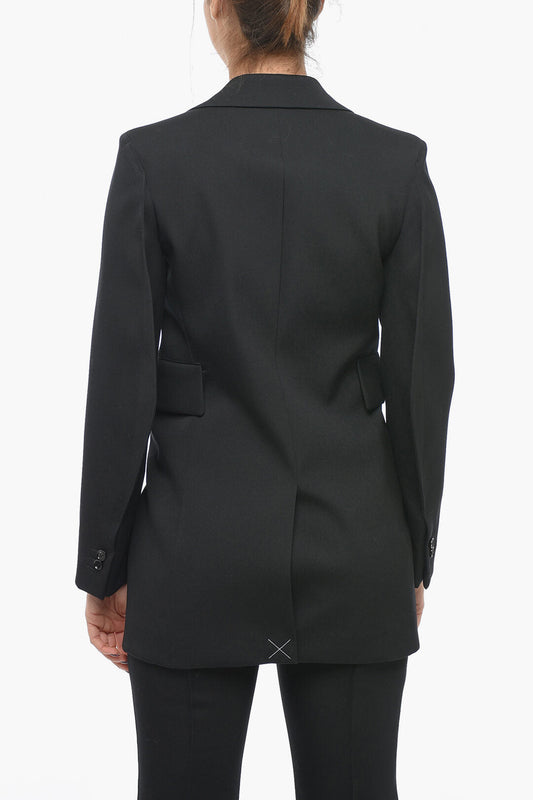 Luxury Bottega Veneta Stretch Wool Blazer With Curved Sleeves 40 Italian Size