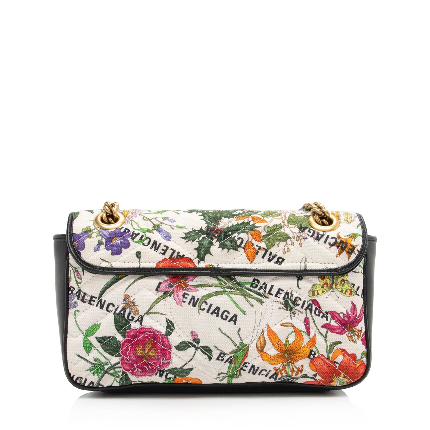 Gucci x Luxury Balenciaga Canvas Flora GG Marmont The Hacker Project Small Flap Shoulder Bag