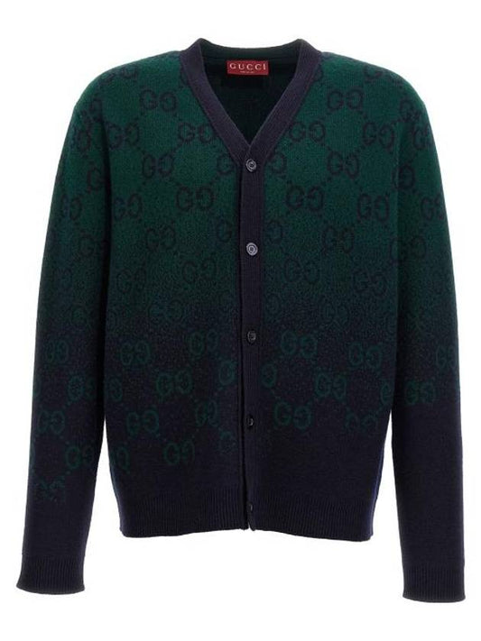 Luxury Gucci Trending 2025 GG Degradé Wool Jacquard Cardigan Dark Green