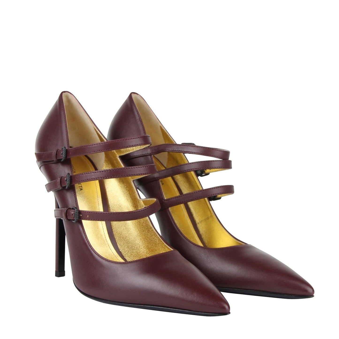 Luxury Bottega Veneta Women's 3 Straps  Leather Heels