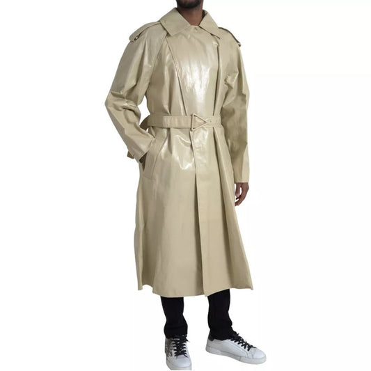 Luxury Bottega Veneta  Lambskin Leather Trench Coat Men's Jacket