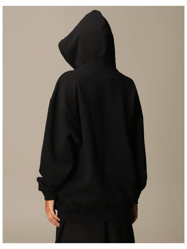 Luxury Balenciaga BB Logo Round Print Hoodie Black
