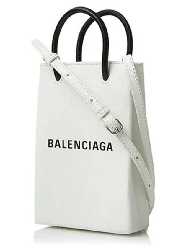 Luxury Balenciaga Logo Leather Phone Holder Mini Bag White