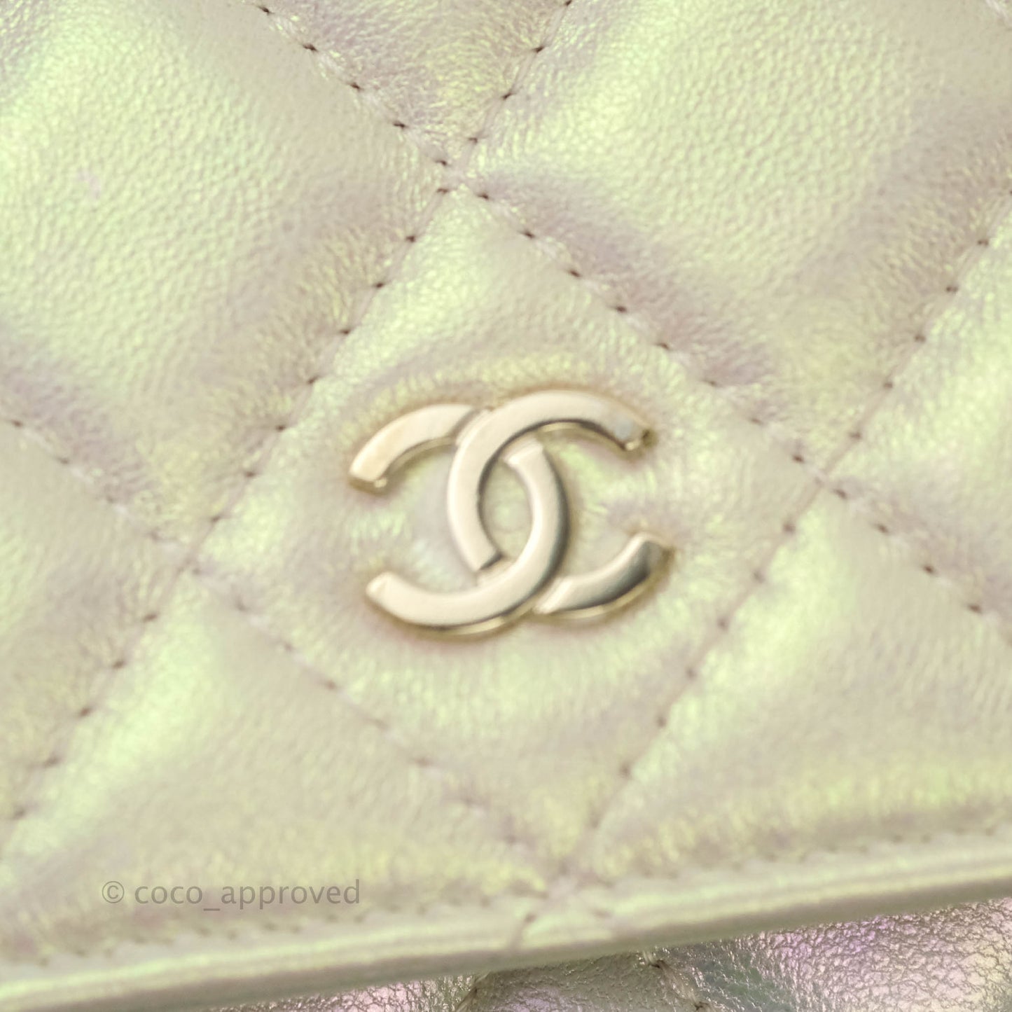 Chanel Quilted Wallet on Chain WOC Iridescent Ivory Light Gold Hardware