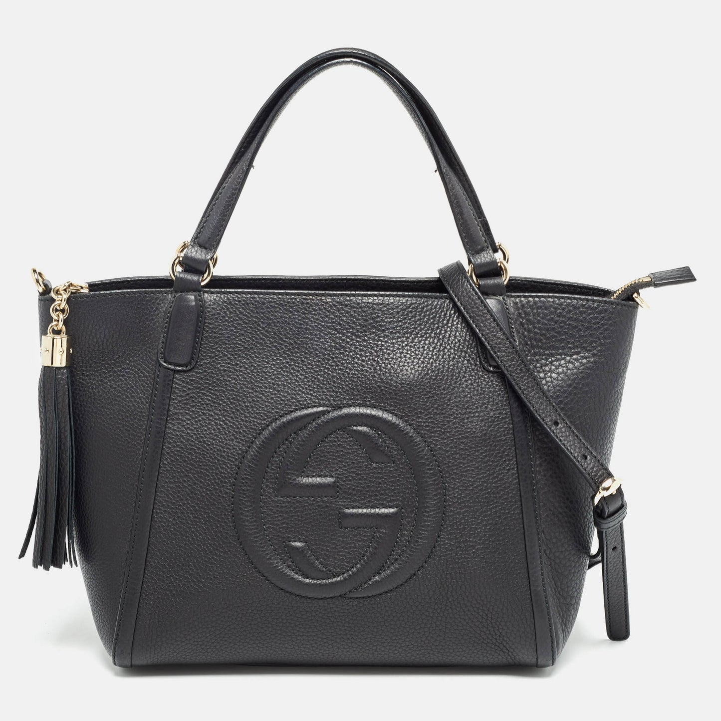 Luxury Gucci Trending 2025 Black Leather Small Soho Zipped Tote