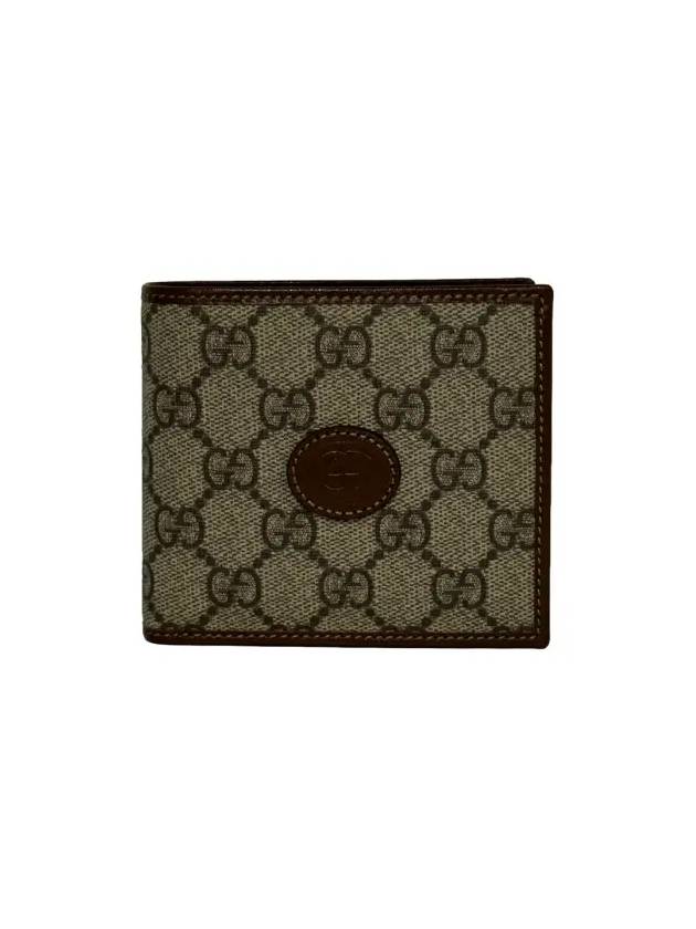 Luxury Gucci Trending 2025 GG Logo Interlocking Half Wallet Brown