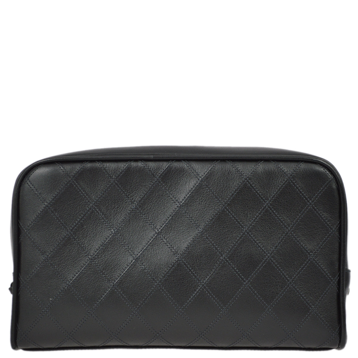 Luxury Chanel 1989-1991 Black Lambskin Cosmoline Pouch 25