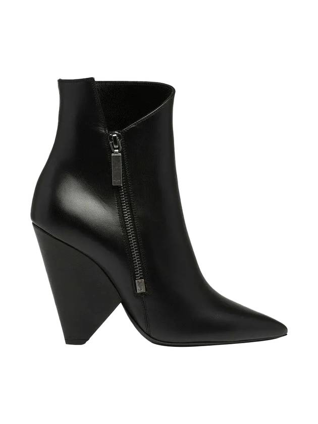 Luxury Saint Laurent Niki Heel Zipper Detail Chelsea Boots Black