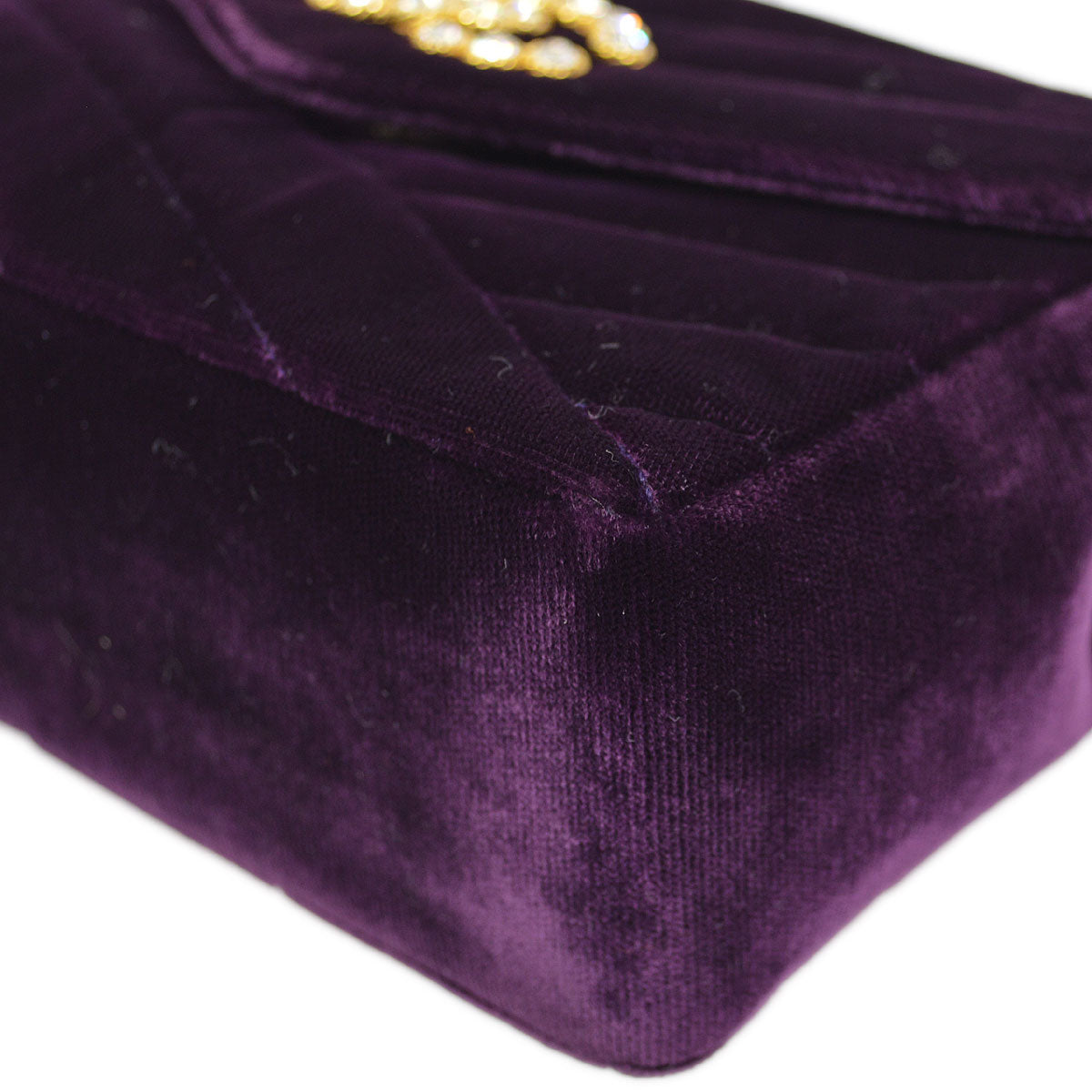 Luxury Chanel * 1991-1994 Purple Velvet Rhinestone CC Diagonal Letter Flap Bag