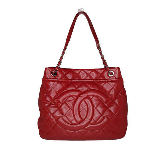 Luxury Chanel bag Red Quilted Caviar Timeless Soft Shopper Tote