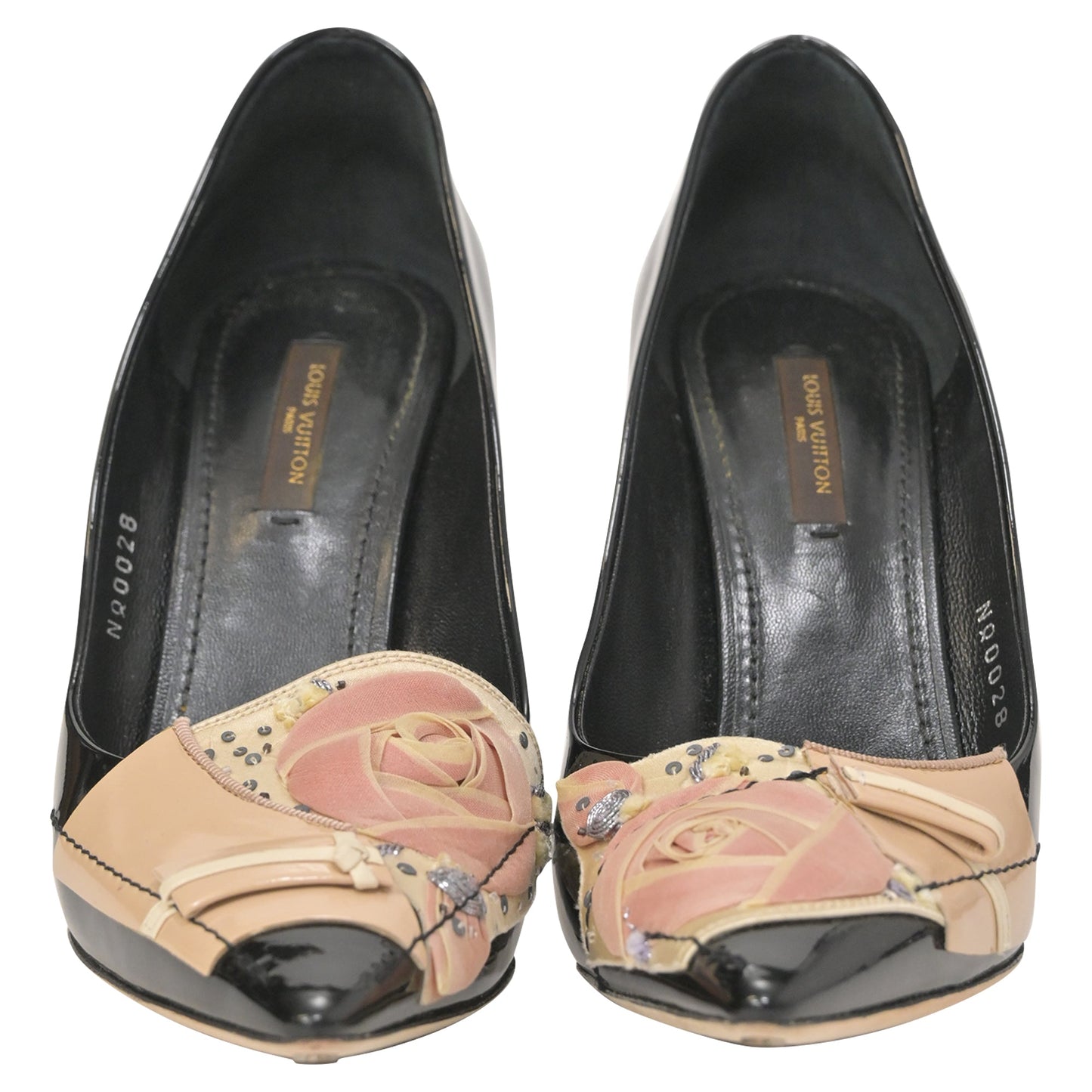 Louis Vuitton Embellished Pumps in Black Patent Leather