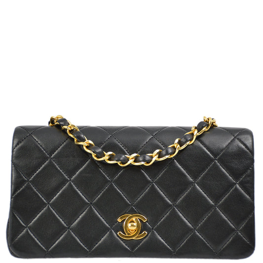 Luxury Chanel Black Lambskin Turnlock Mini Full Flap Shoulder Bag