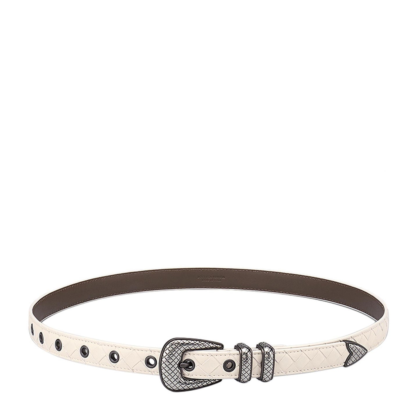 Luxury Bottega Veneta Intraciatto Embossed Buckle Leather Belt