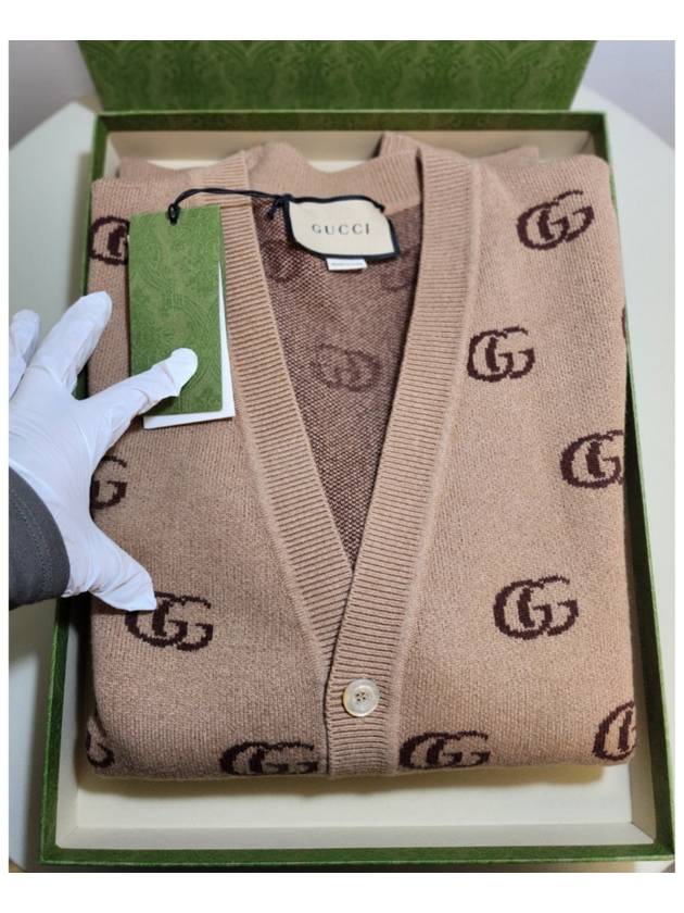 Luxury Gucci Trending 2025 GG Jacquard Cashmere Cardigan Beige