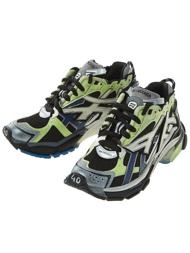Luxury Balenciaga Runner Low Top Sneakers Green Black Blue