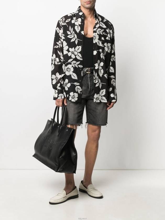 Luxury Saint Laurent Washing Denim Bermuda Shorts Grey