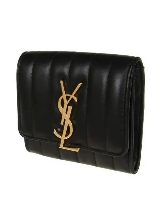 Luxury Saint Laurent Vicky Small Half Wallet Black