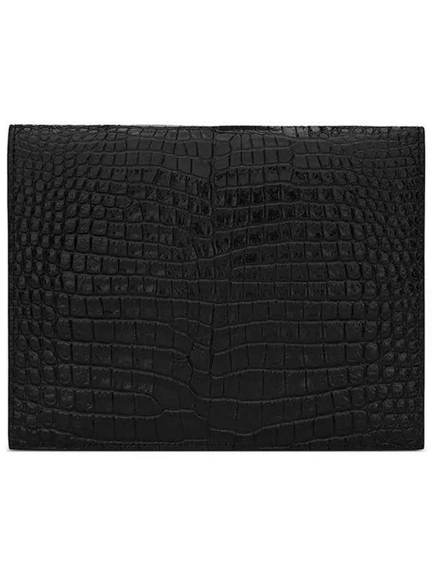 Luxury Saint Laurent Crocodile Uptown Pouch Bag Black