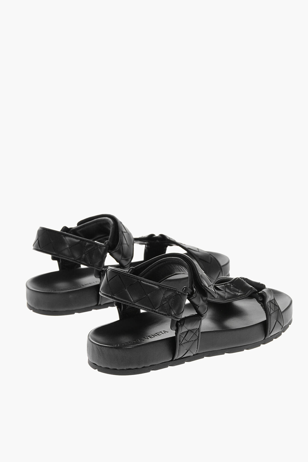 Luxury Bottega Veneta Braided Leather Sandals With Touch Strap Closure