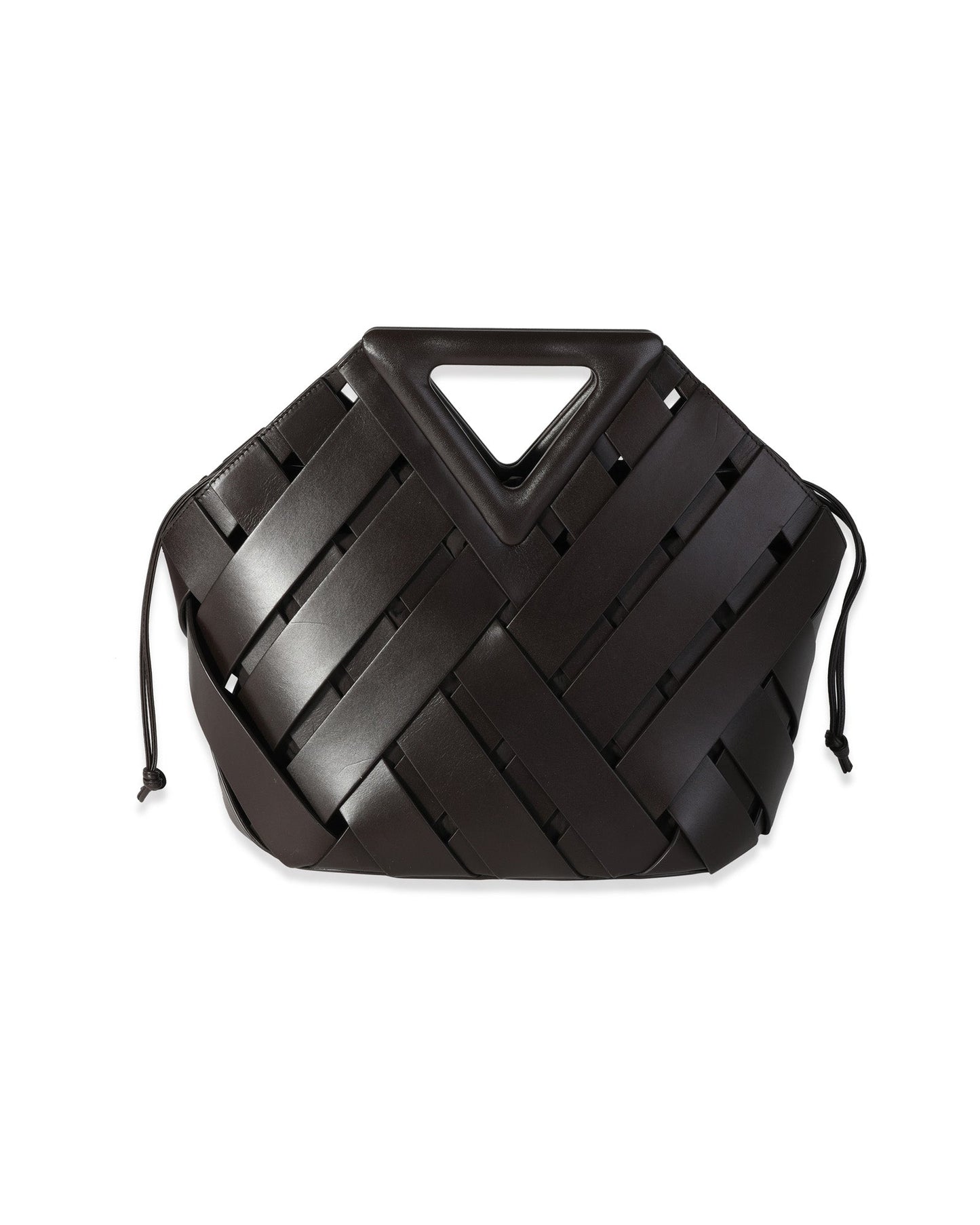 Luxury Bottega Veneta Dark Brown Leather V Woven Drawstring Tote Bag