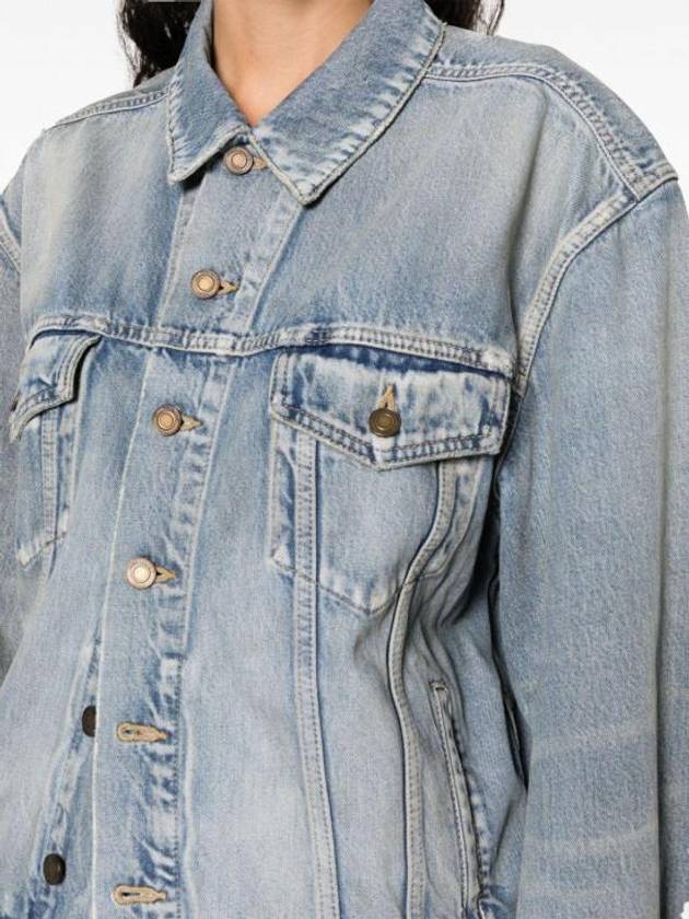 Luxury Saint Laurent Oversized Fit Denim Jacket Sky Blue