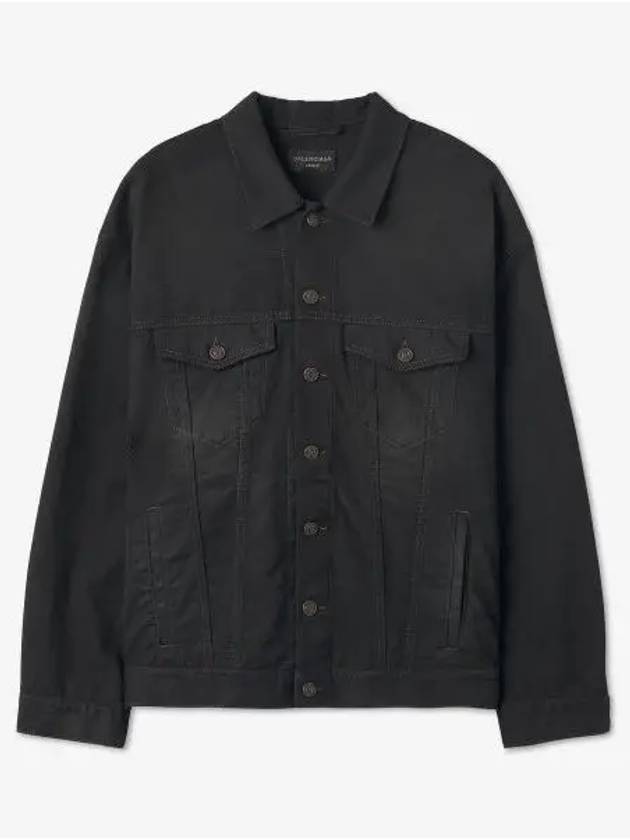 Luxury Balenciaga Political Campaign Logo Oversized Denim Jacket Black