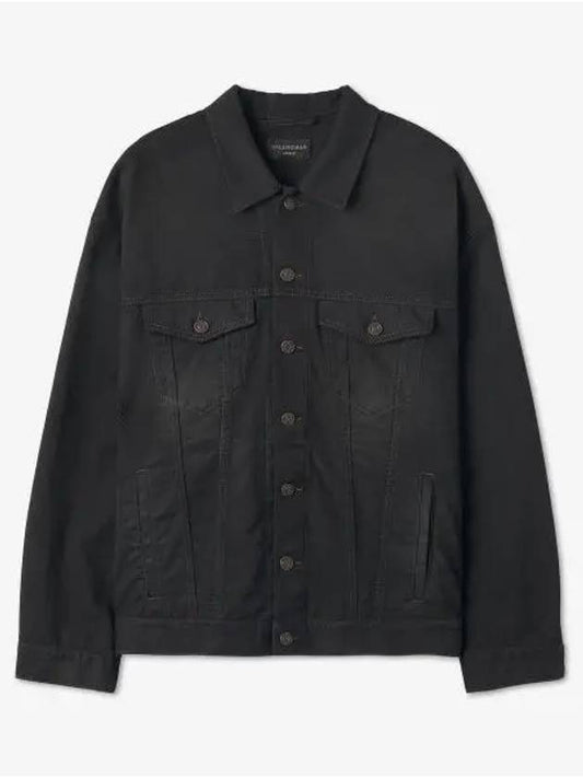 Luxury Balenciaga Political Campaign Logo Oversized Denim Jacket Black