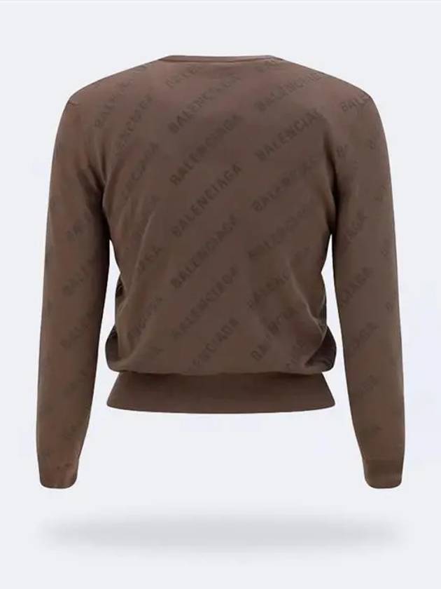 Luxury Balenciaga All-Over Logo Print Cotton Crop Cardigan Beige