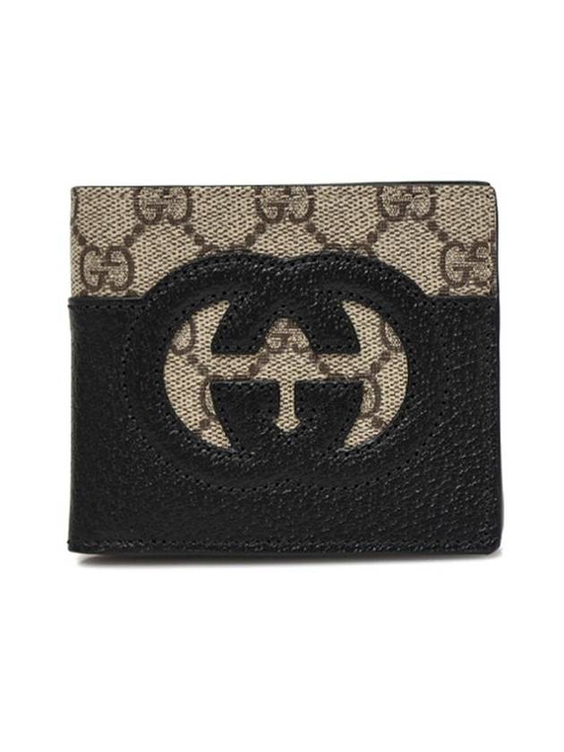 Luxury Gucci Trending 2025 Cutout Interlocking G Monogram Bifold Wallet Beige Black