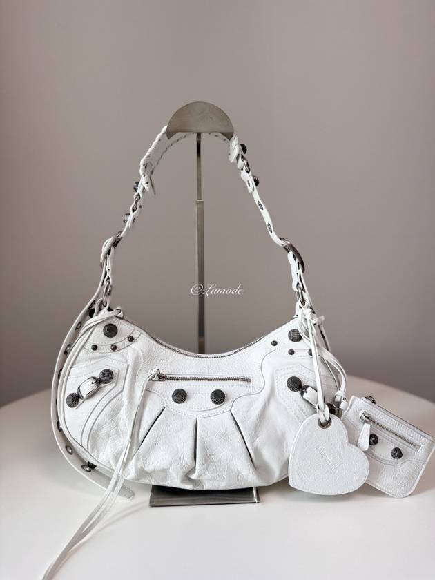 Luxury Balenciaga Le Cagole Small Leather Shoulder Bag White